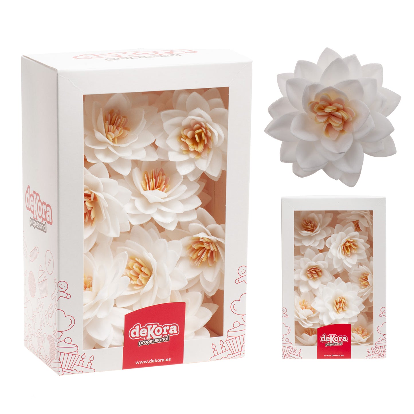 FLORES DE LOTO DE OBLEA BLANCAS 7 CM 15 UD