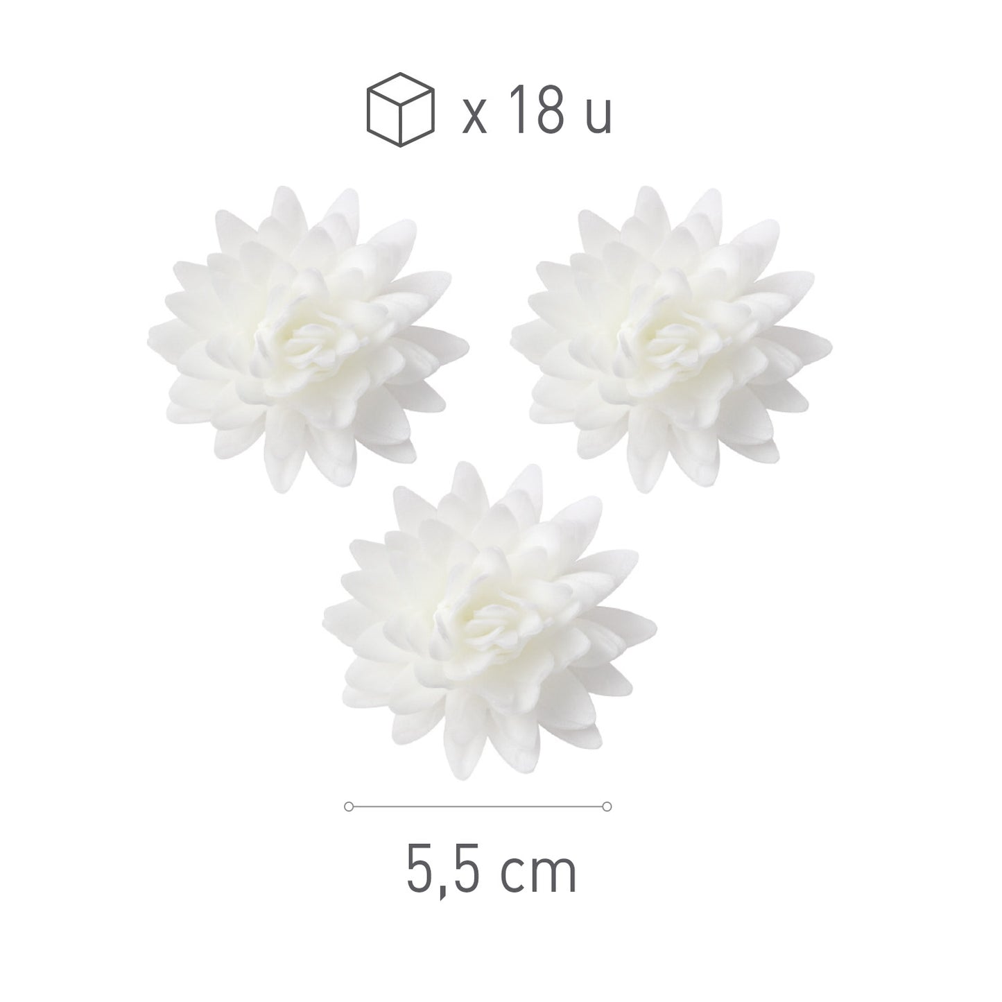 FLORES DE OBLEA BLANCAS 5,5 CM 18 UD
