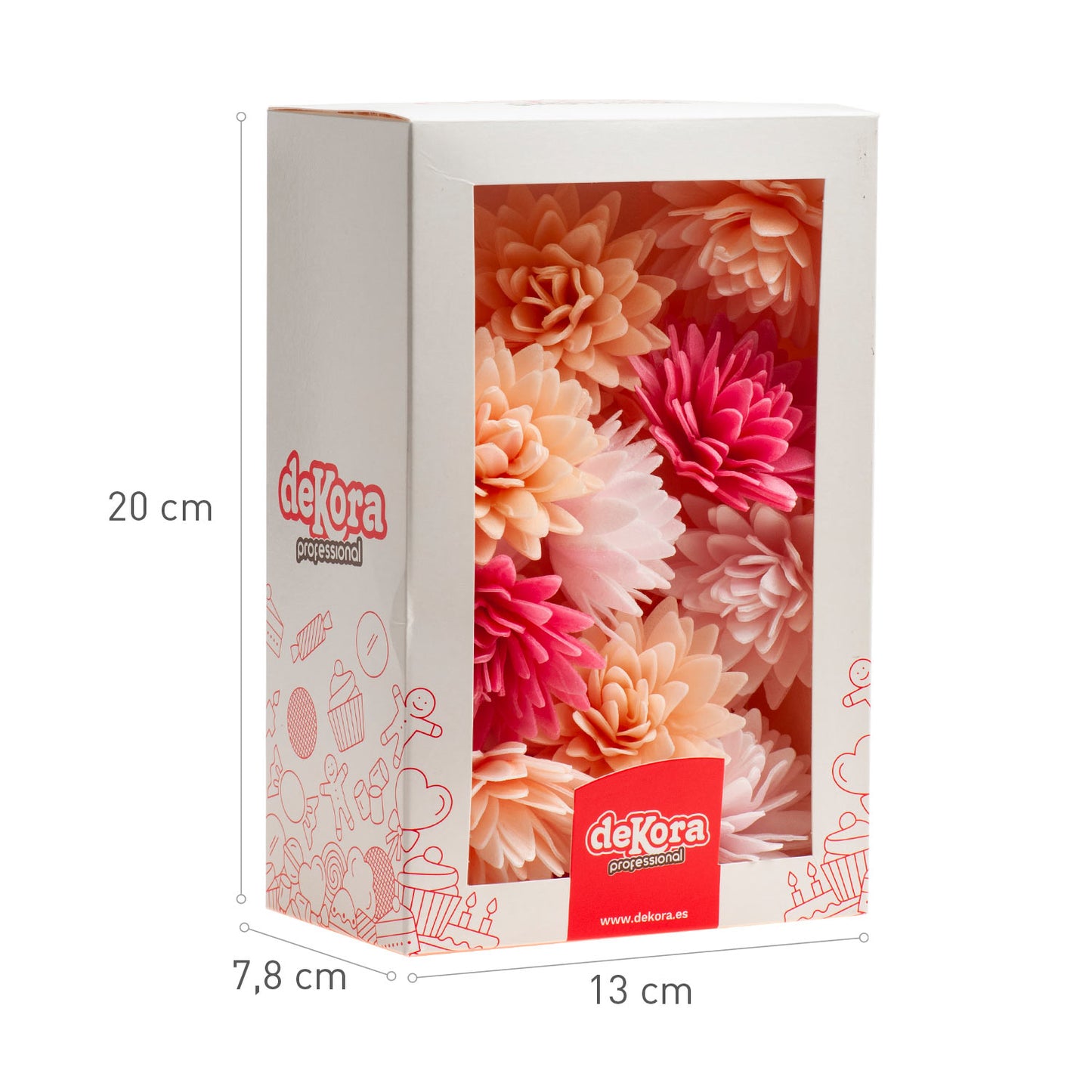 FLORES DE OBLEA COMESTIBLE DE COLORES 5,5 CM 18 UD
