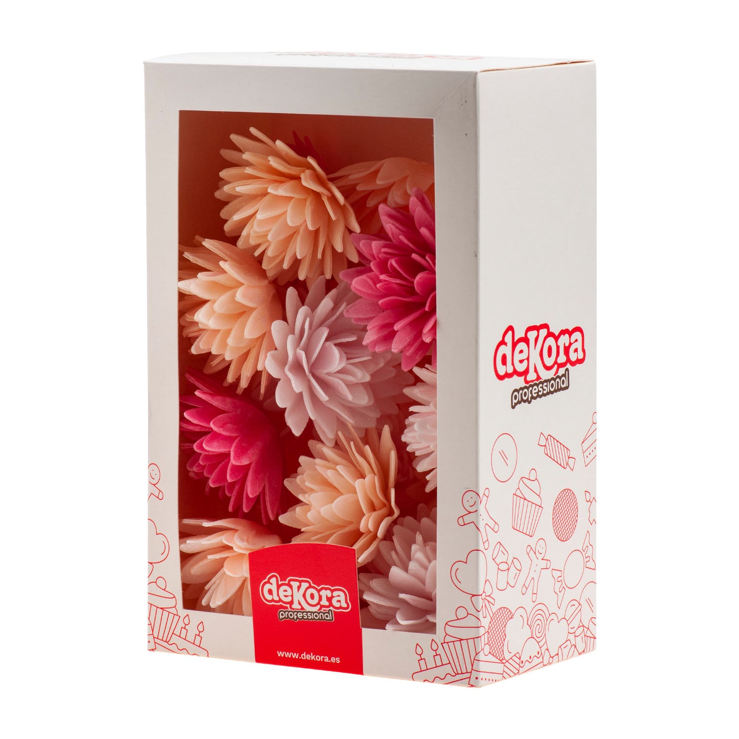 FLORES DE OBLEA COMESTIBLE DE COLORES 5,5 CM 18 UD