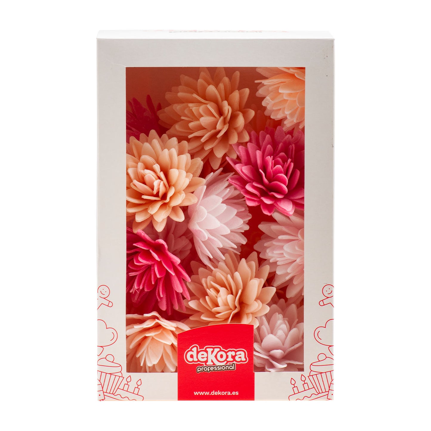 FLORES DE OBLEA COMESTIBLE DE COLORES 5,5 CM 18 UD