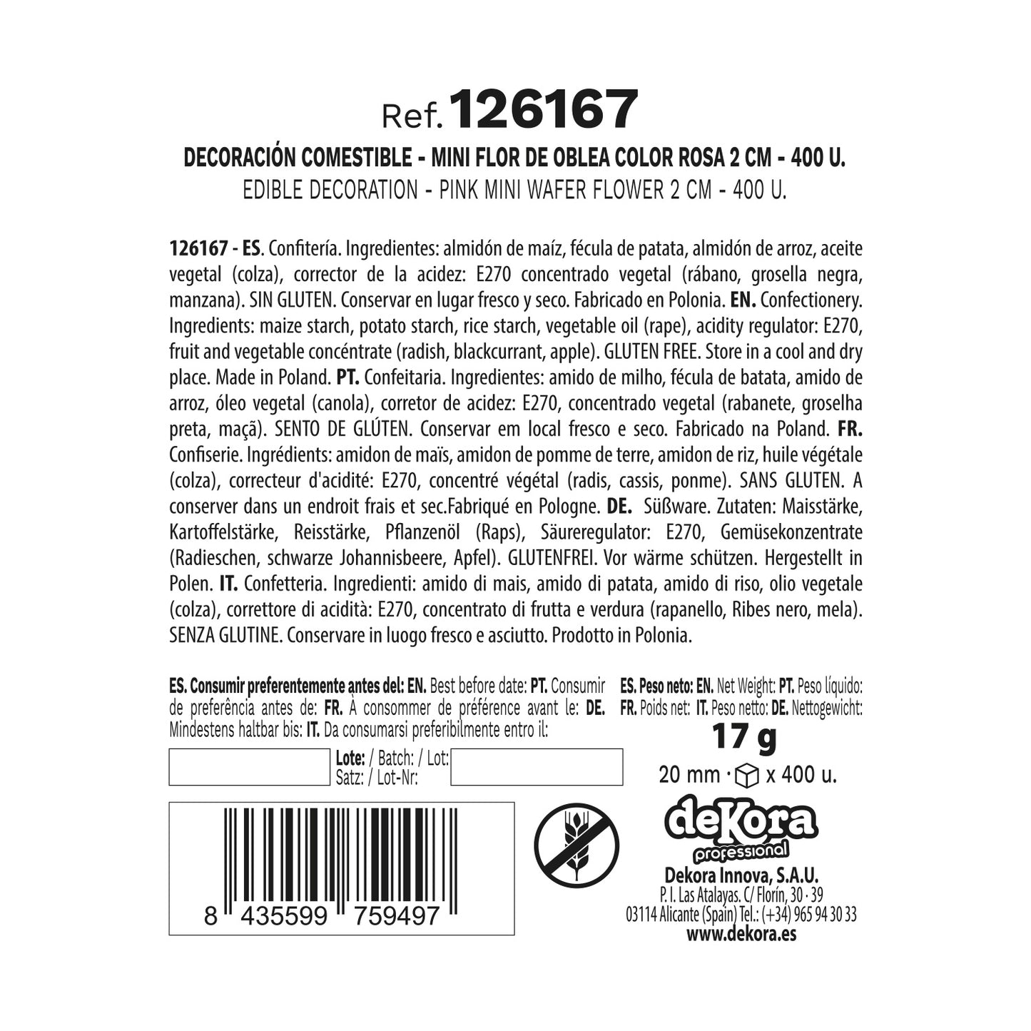 FLORES LILAS DE OBLEA COMESTIBLES 2 CM 400 UD