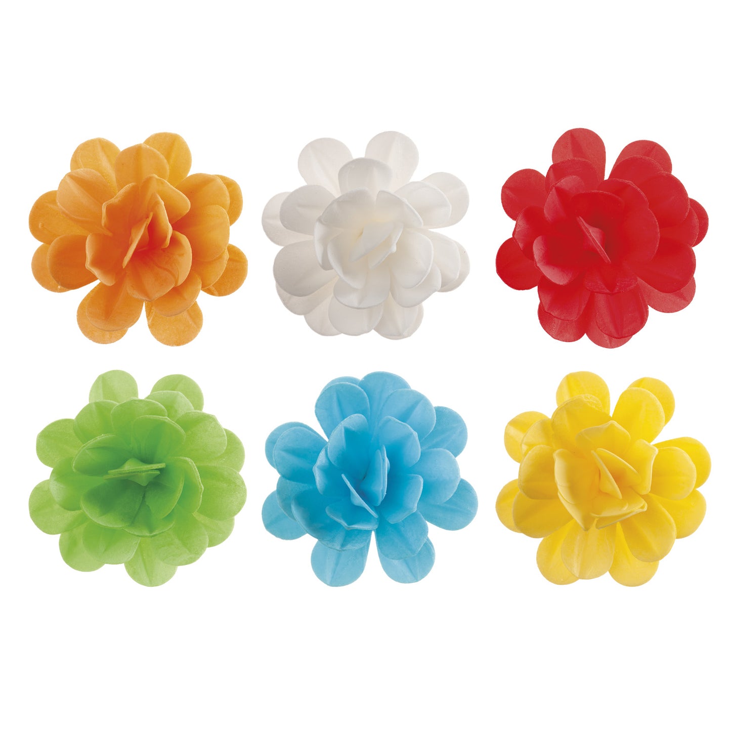 ROSAS DE OBLEA COMESTIBLES COLORES 7 CM 6 UD