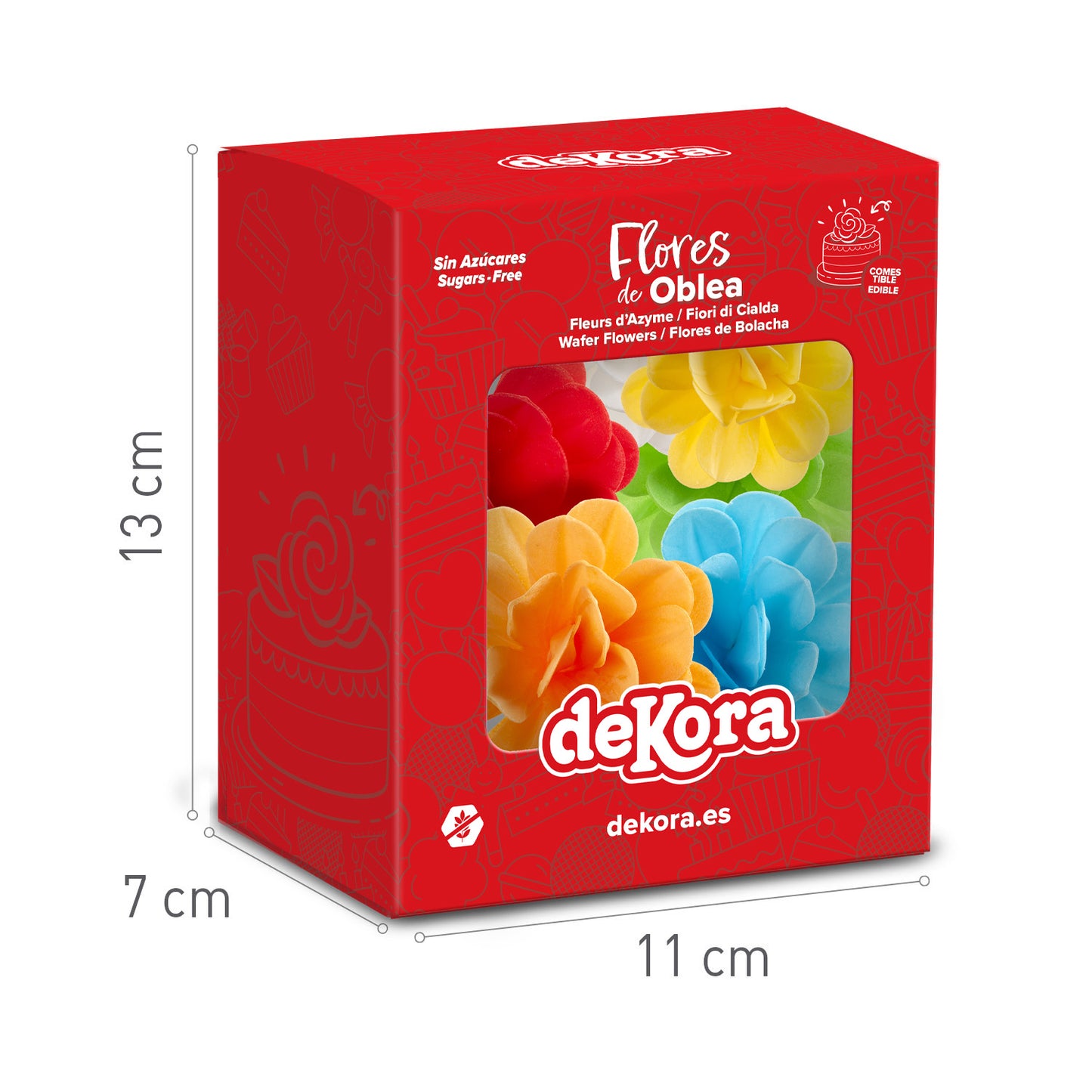 ROSAS DE OBLEA COMESTIBLES COLORES 7 CM 6 UD