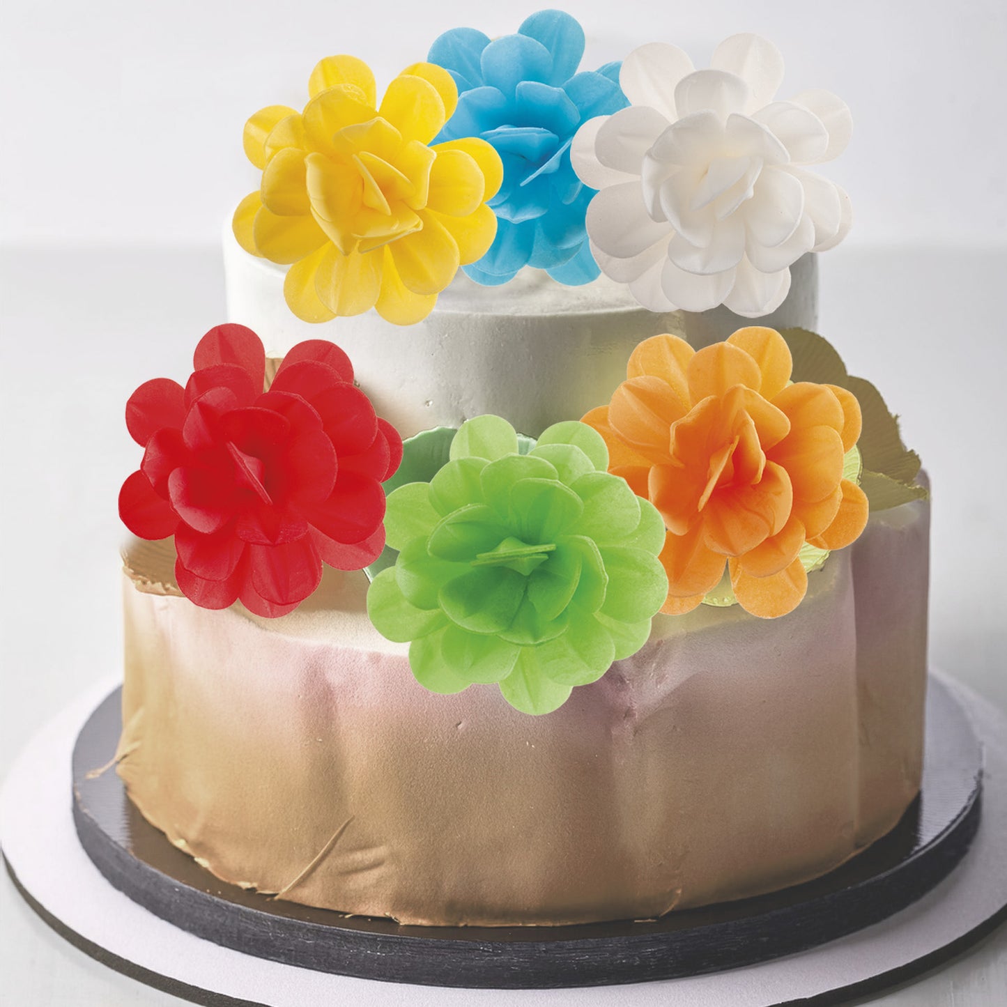 ROSAS DE OBLEA COMESTIBLES COLORES 7 CM 6 UD