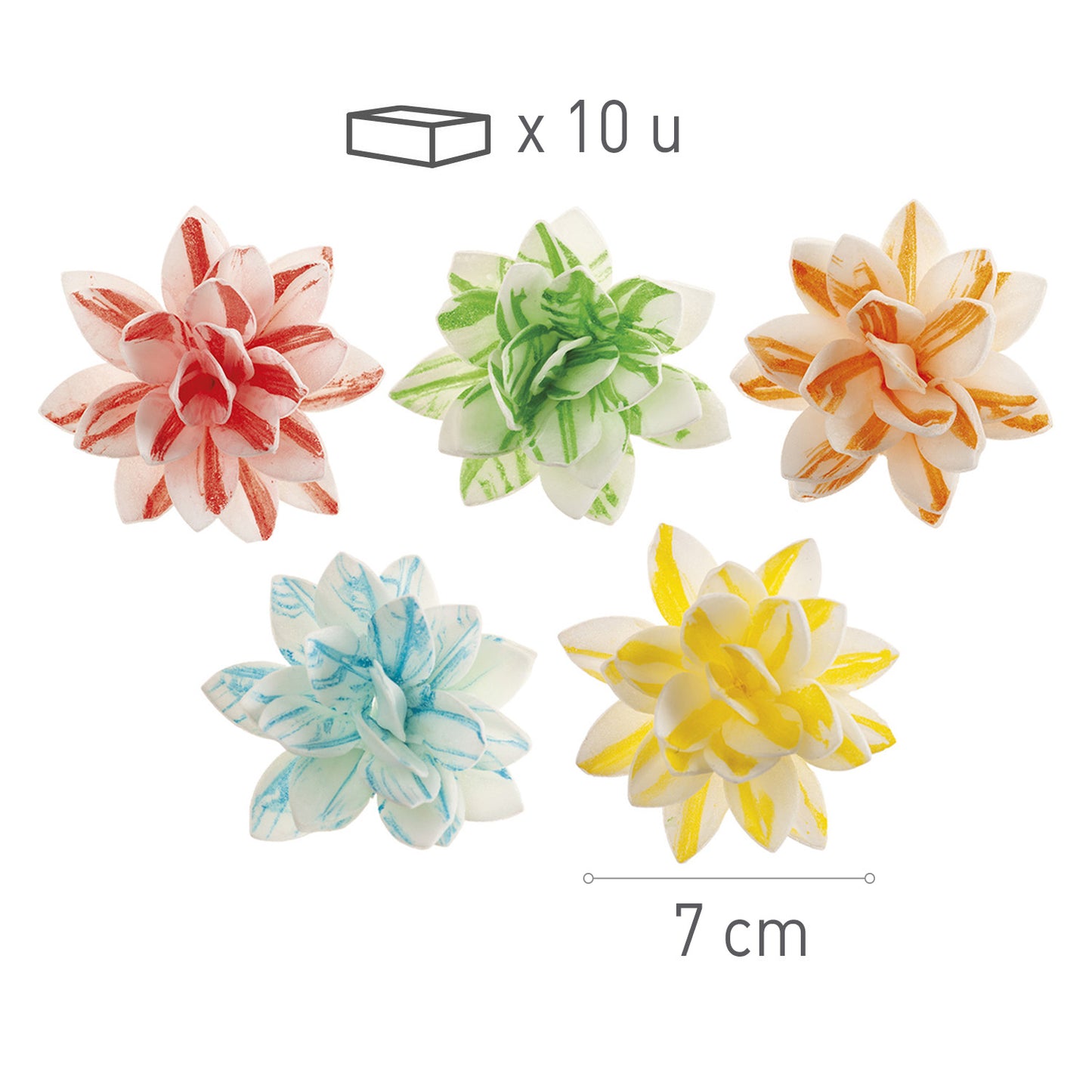 FLORES DE OBLEA COMESTIBLES ARTISTICAS 7 CM 10 UD