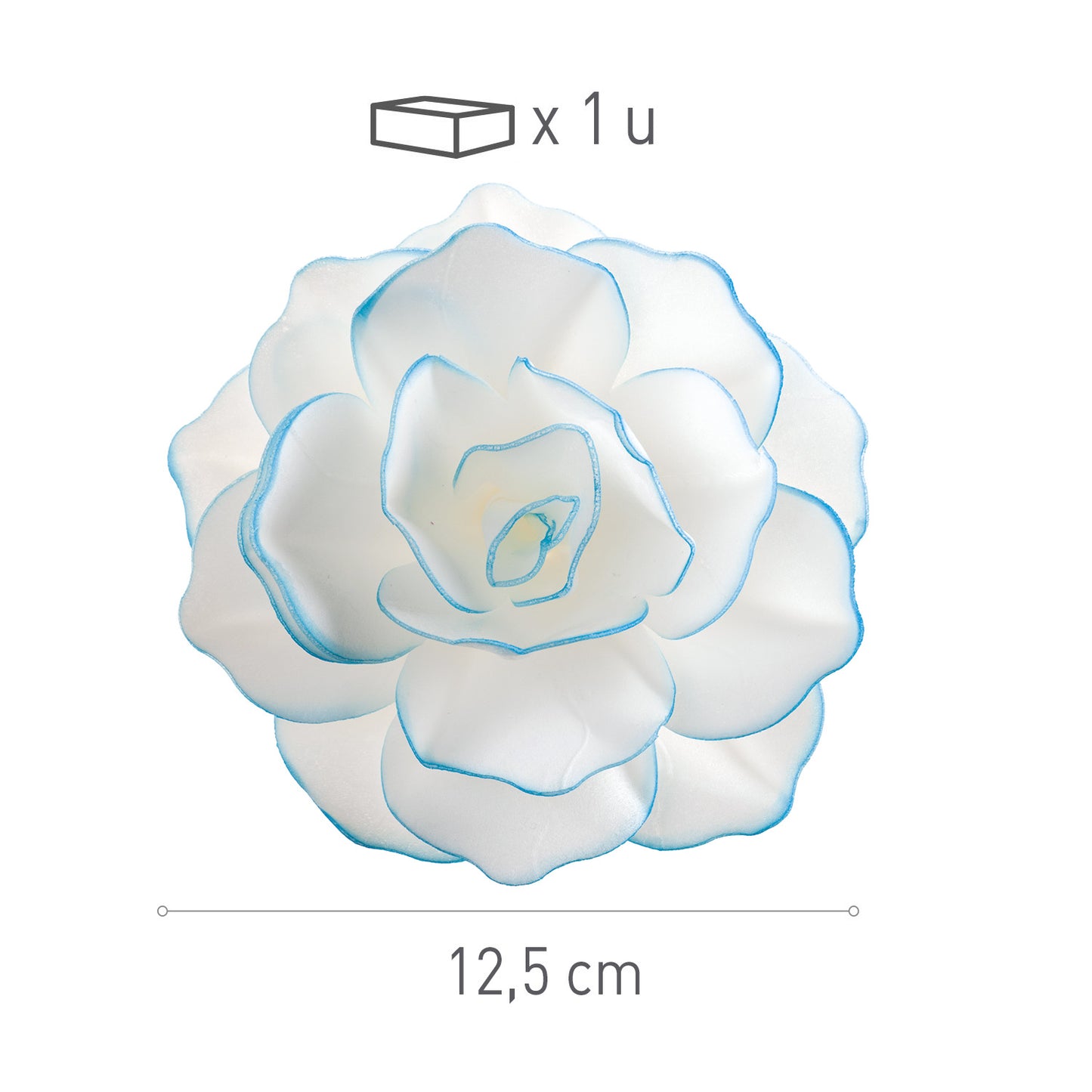 FLOR DE OBLEA GIGANTE BORDE AZUL 12,5 CM
