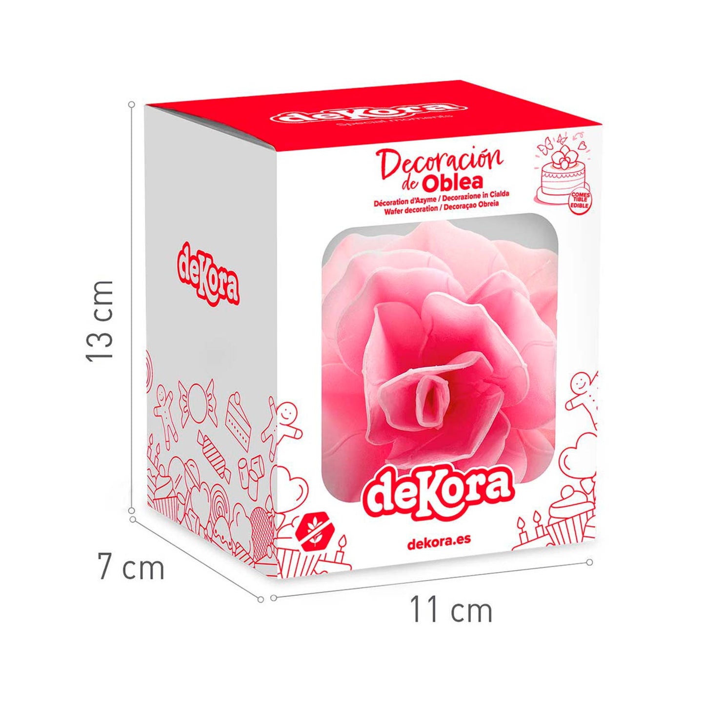 FLOR DE OBLEA GIGANTE ROSADA 12,5 CM