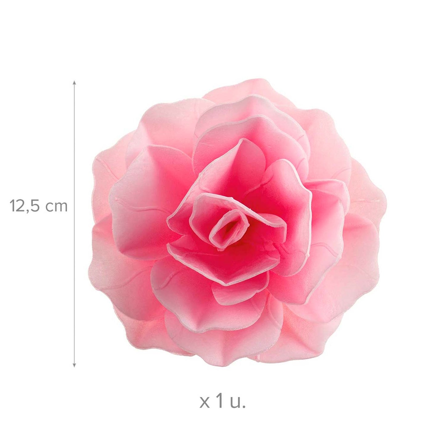 FLOR DE OBLEA GIGANTE ROSADA 12,5 CM