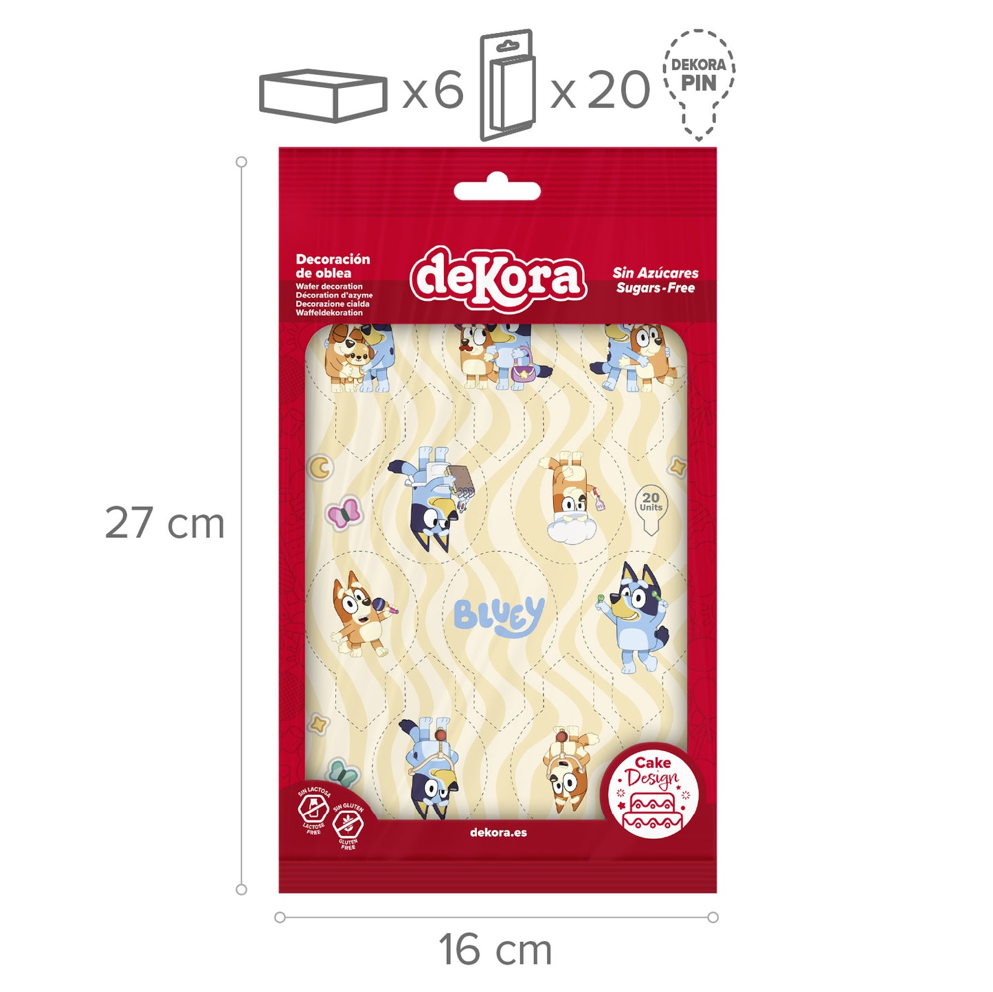 DEKORAPIN OBLEA BLUEY 6,5X4CM - 20 UDS