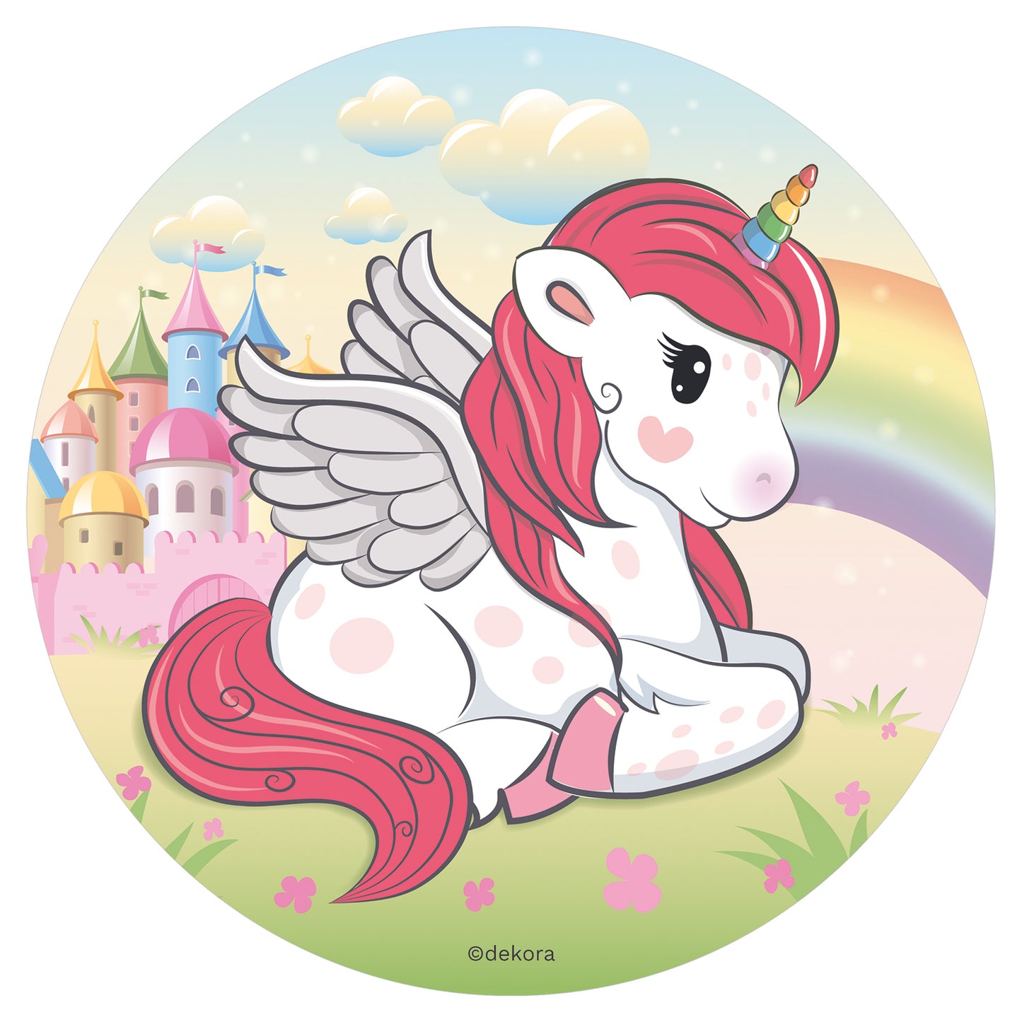 OBLEA PARA TARTAS DE UNICORNIO REDONDA DE 20CM