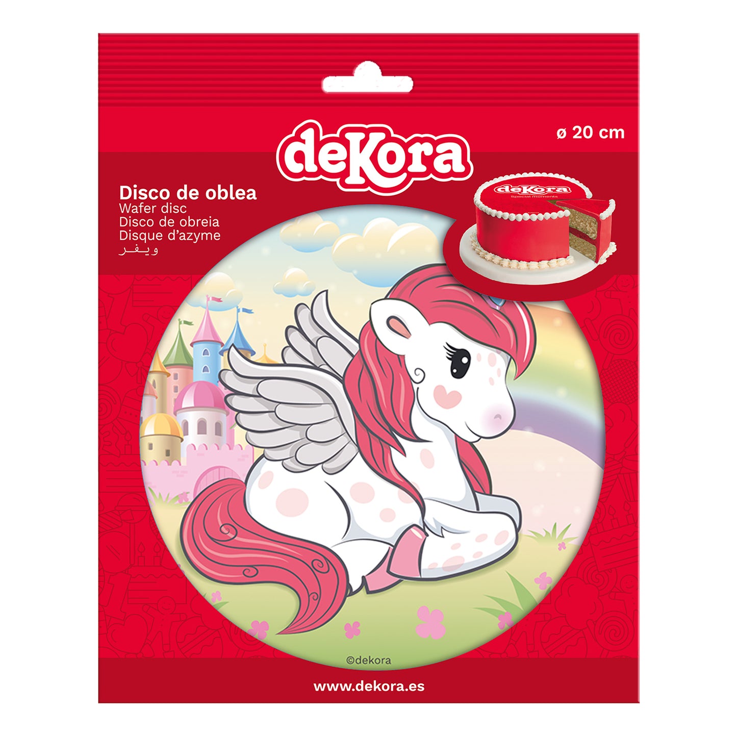 OBLEA PARA TARTAS DE UNICORNIO REDONDA DE 20CM
