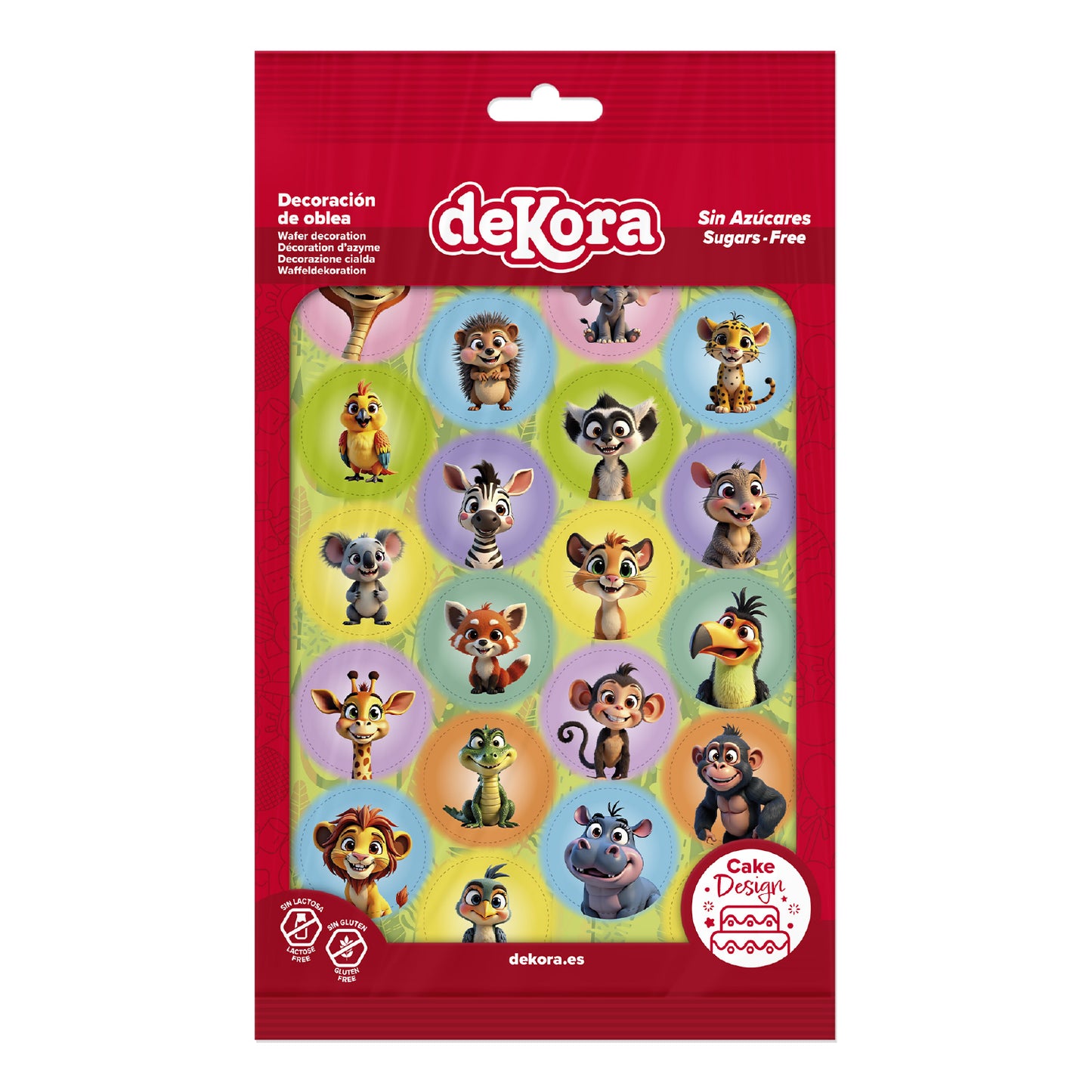 MINI DISCOS DE OBLEA DE ANIMALES DE LA SELVA REDONDOS DE 3,4CM