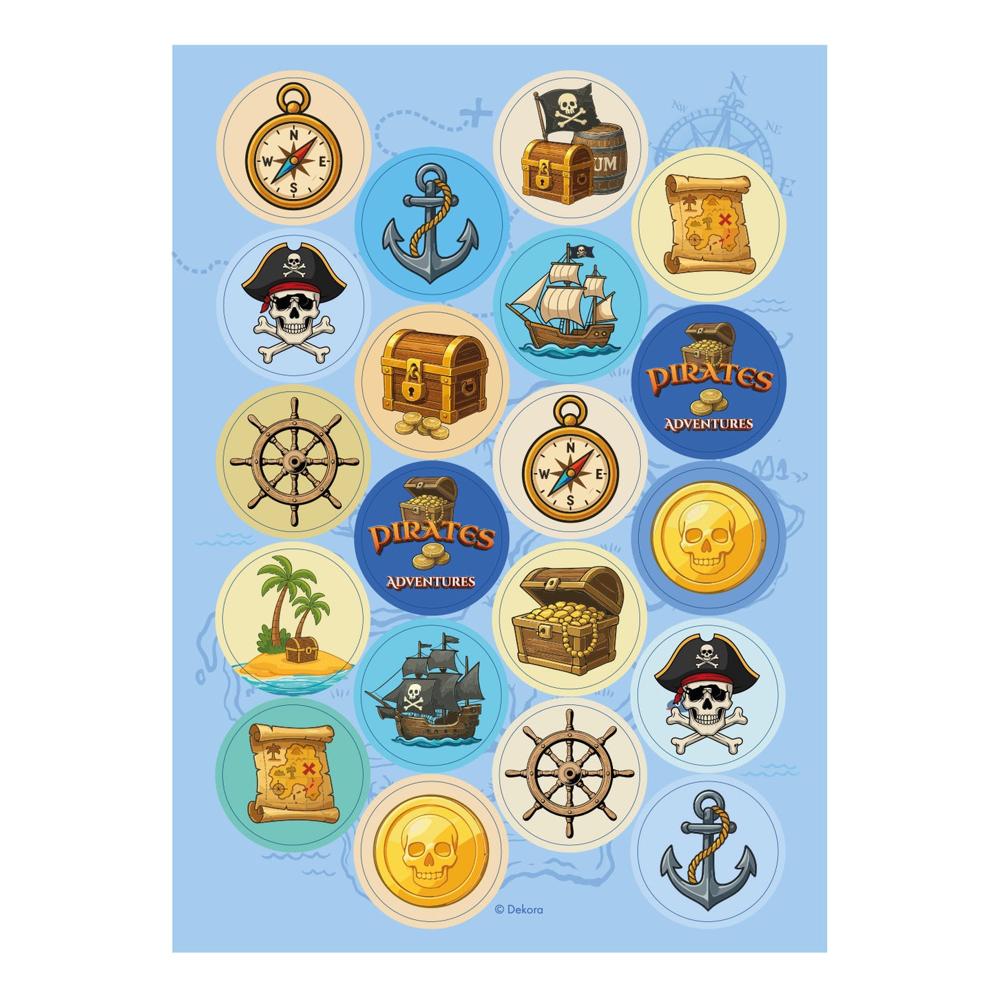 MINI DISCOS DE OBLEA DE PIRATAS REDONDOS DE 3,4CM