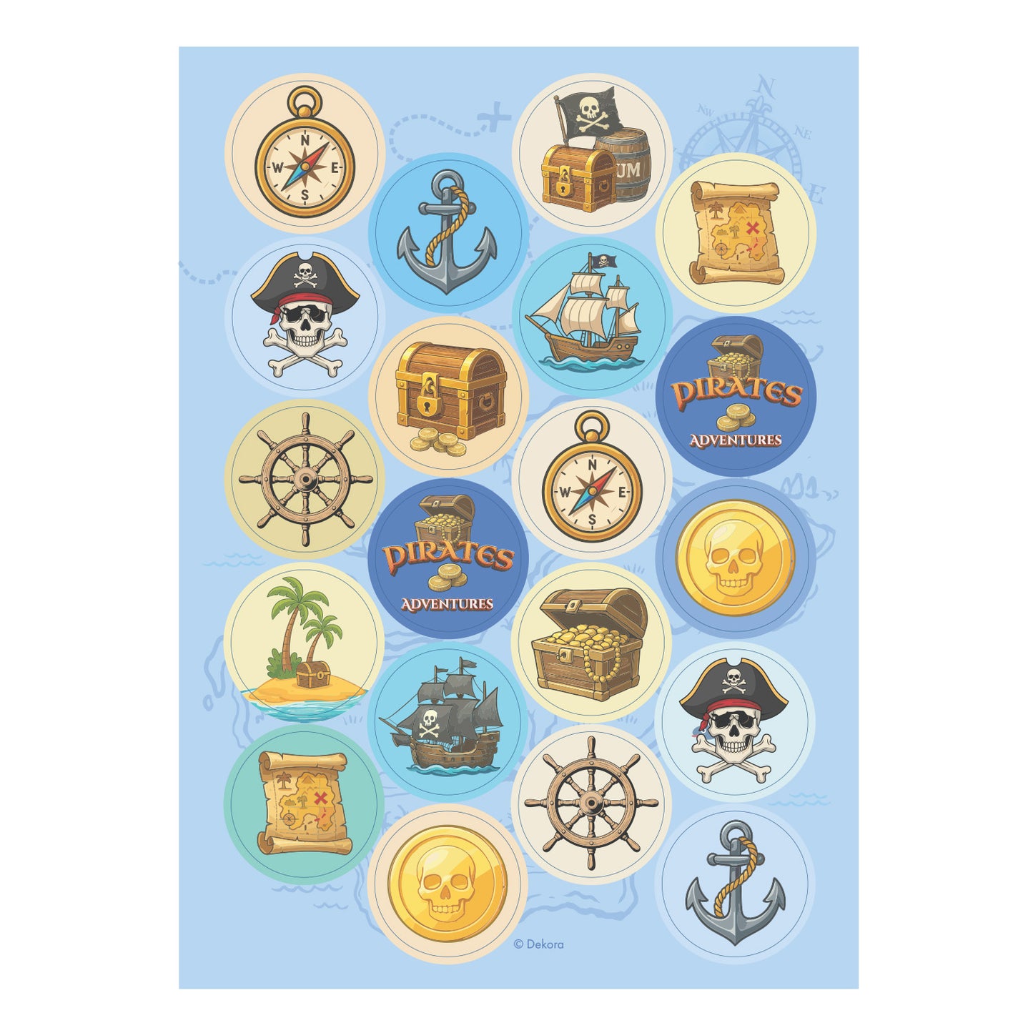 Kit Fiesta Piratas: Oblea + Mini Discos + Topper Papel