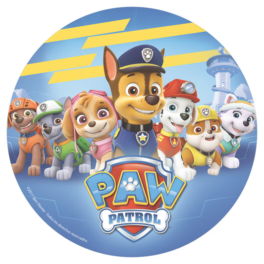 OBLEA PARA TARTAS DE PATRULLA CANINA REDONDA DE 20CM