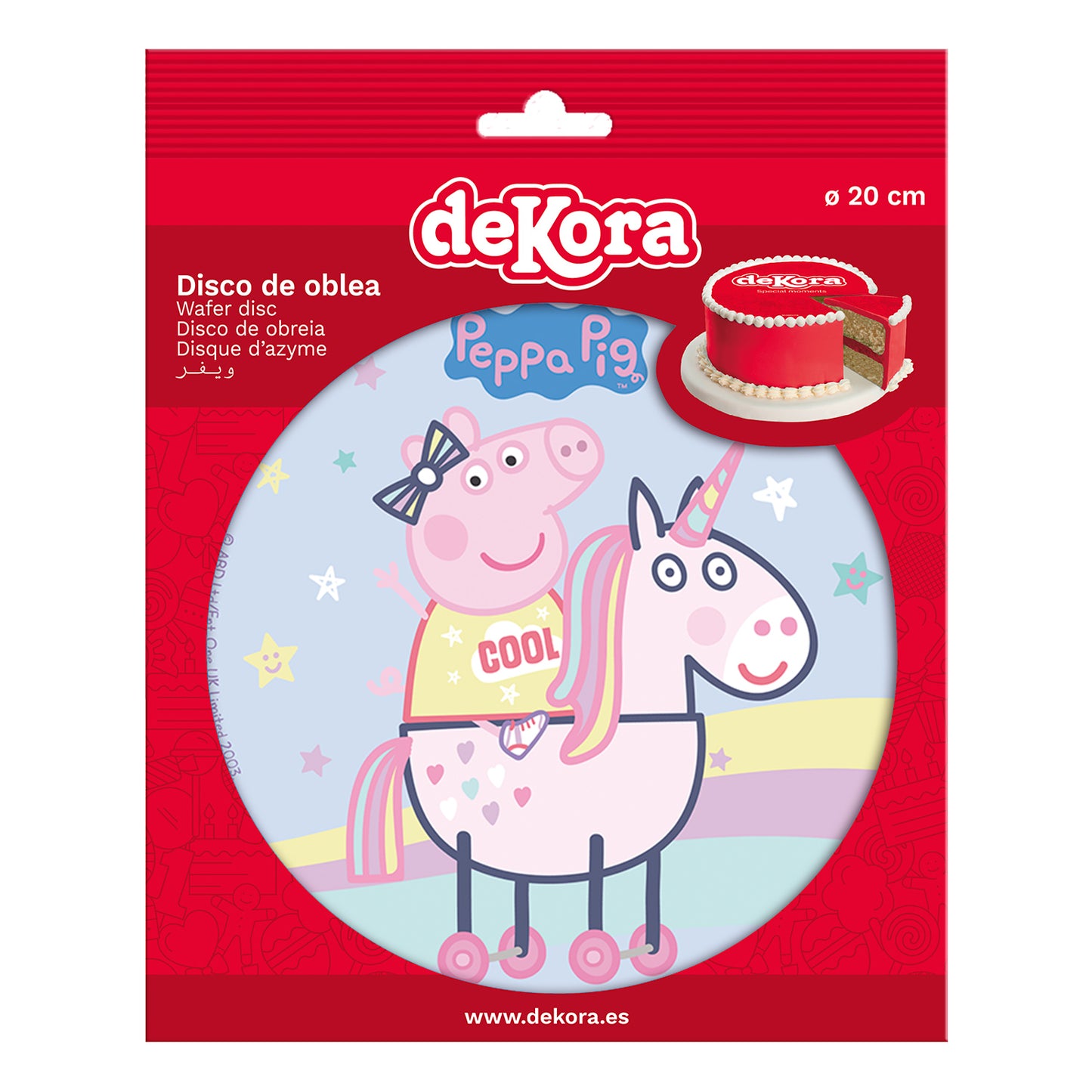 OBLEA PARA TARTAS DE PEPPA PIG REDONDA DE 20CM