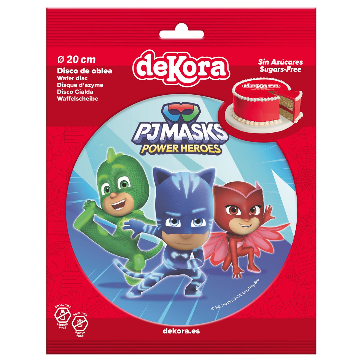 OBLEA PARA TARTAS DE PJ MASKS REDONDA DE 20CM