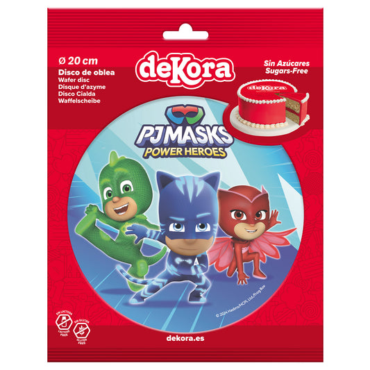 OBLEA PARA TARTAS DE PJ MASKS REDONDA DE 20CM