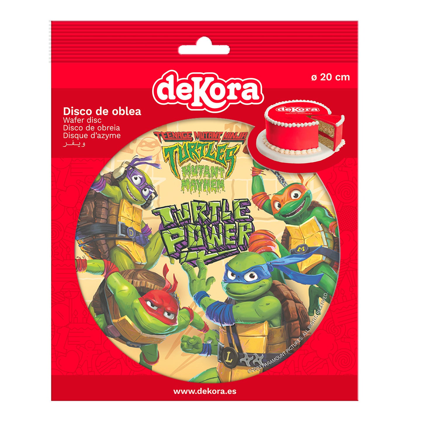 OBLEA PARA TARTAS DE TORTUGAS NINJA REDONDA DE 20CM