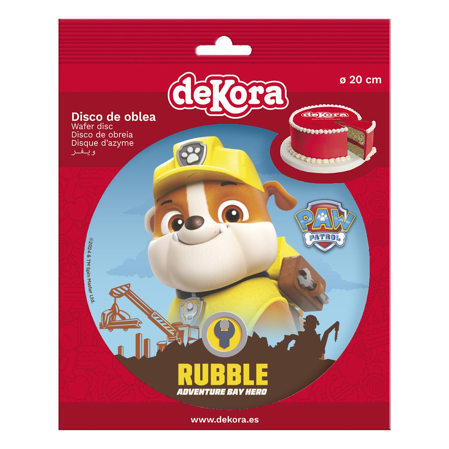 OBLEA PARA TARTAS DE RUBBLE DE LA PATRULLA CANINA REDONDA DE 20CM