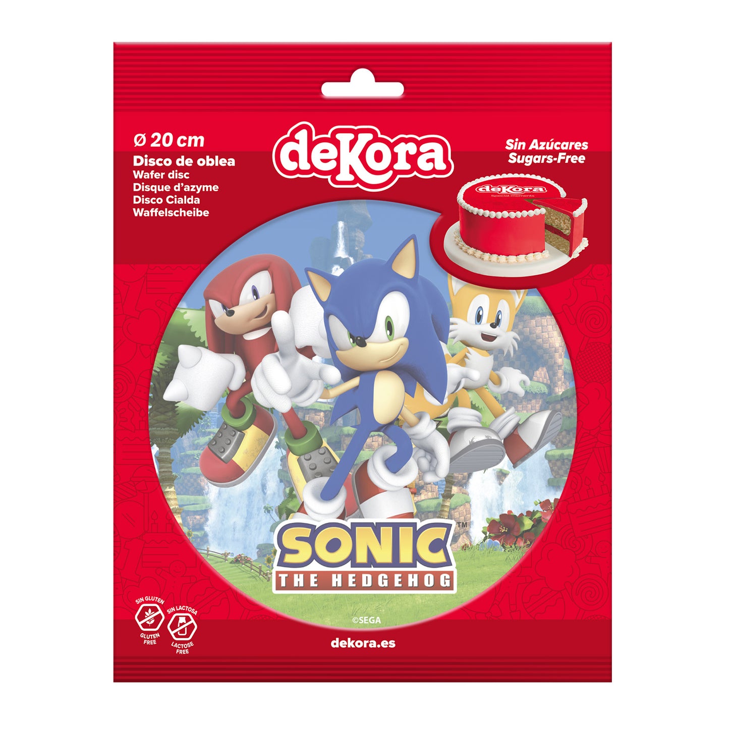 OBLEA PARA TARTAS DE SONIC REDONDA DE 20 CM