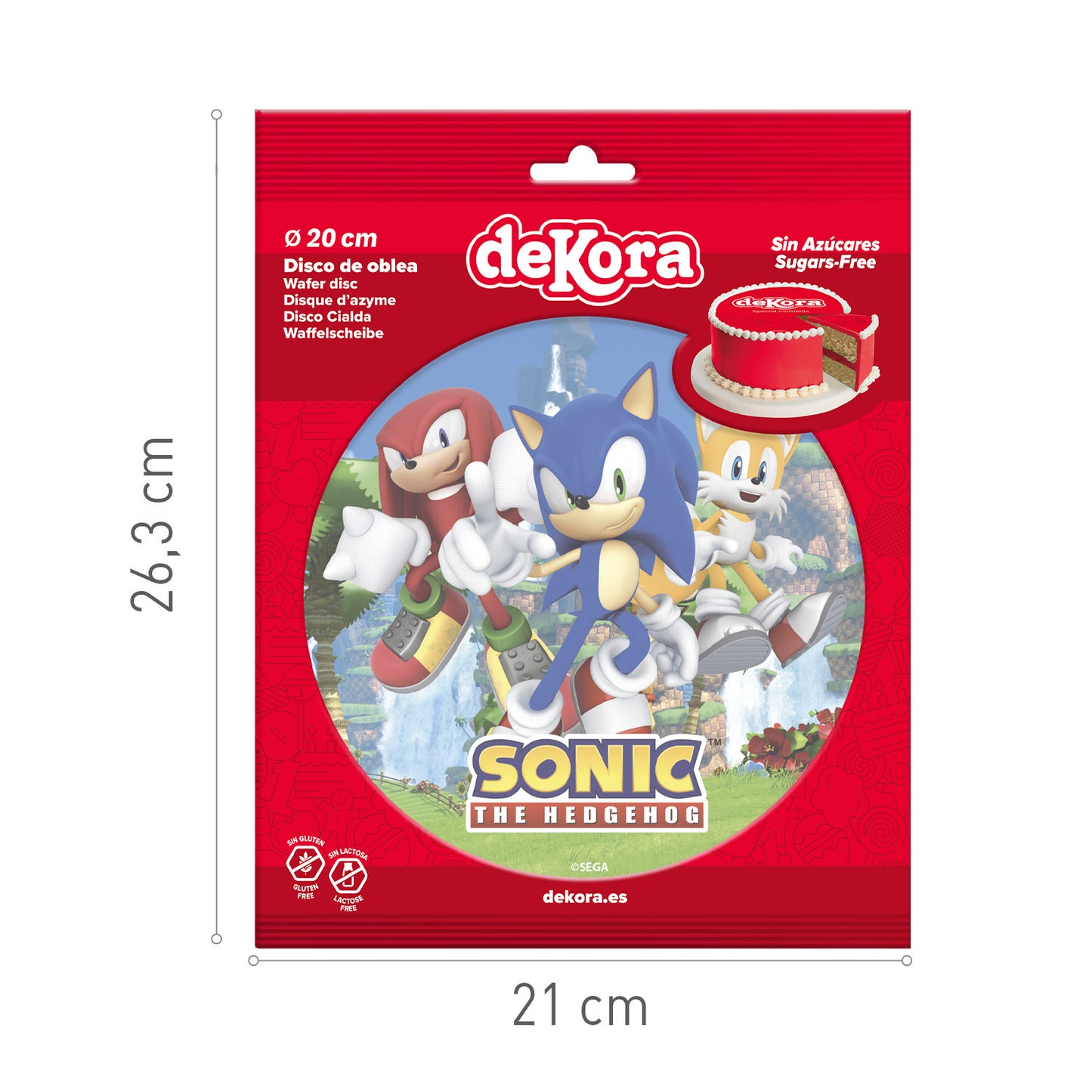 OBLEA PARA TARTAS DE SONIC REDONDA DE 20 CM