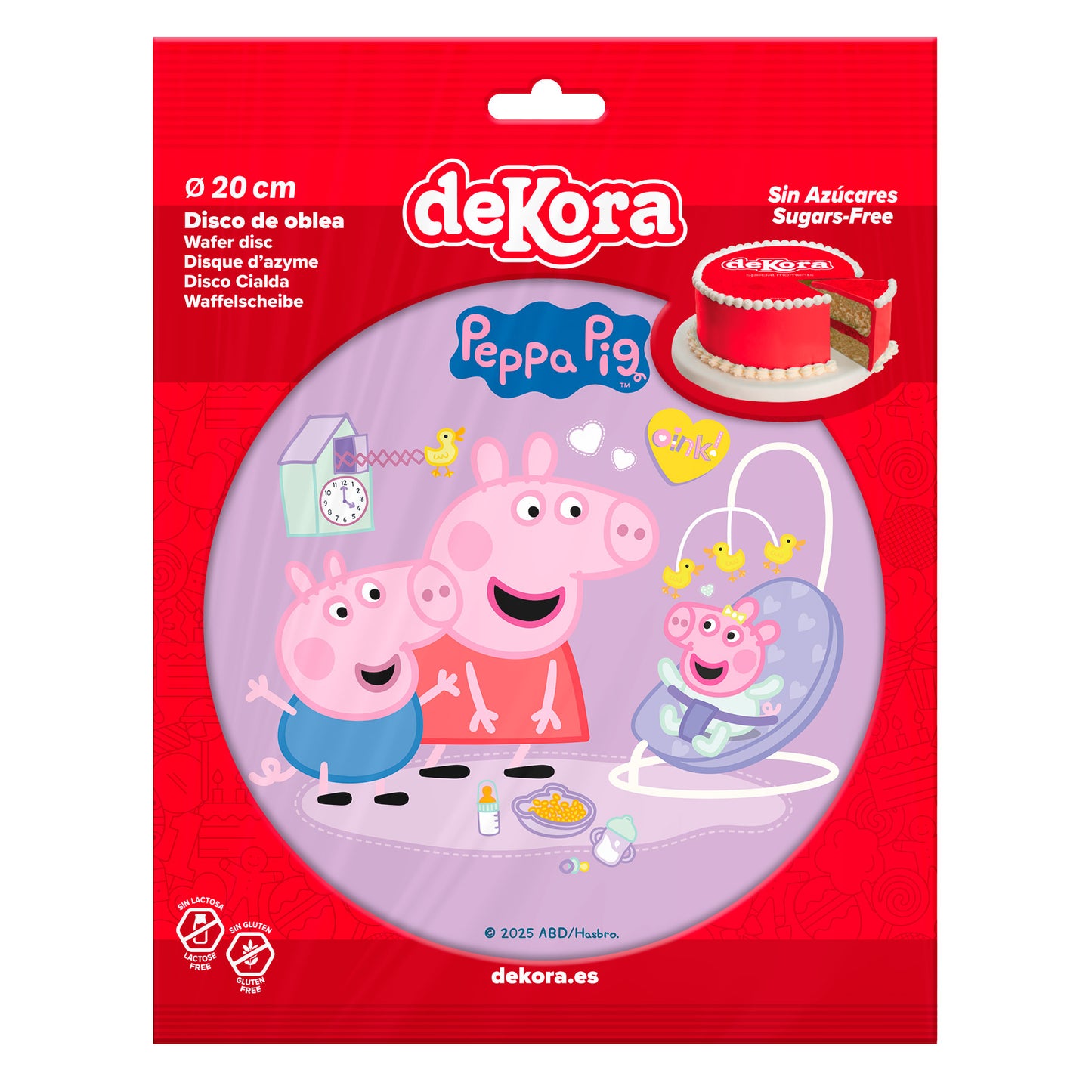 OBLEA PARA TARTAS DE PEPPA PIG BABY REDONDA DE 20CM