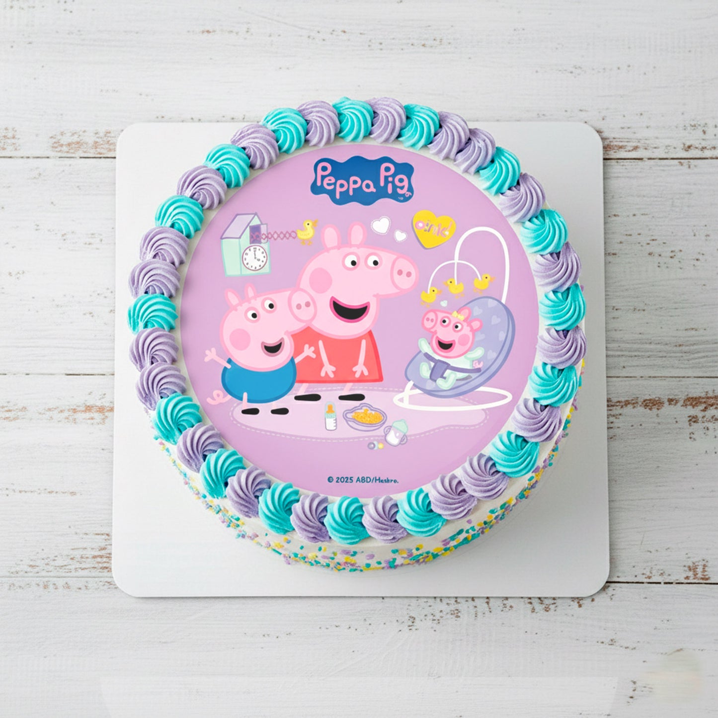 OBLEA PARA TARTAS DE PEPPA PIG BABY REDONDA DE 20CM