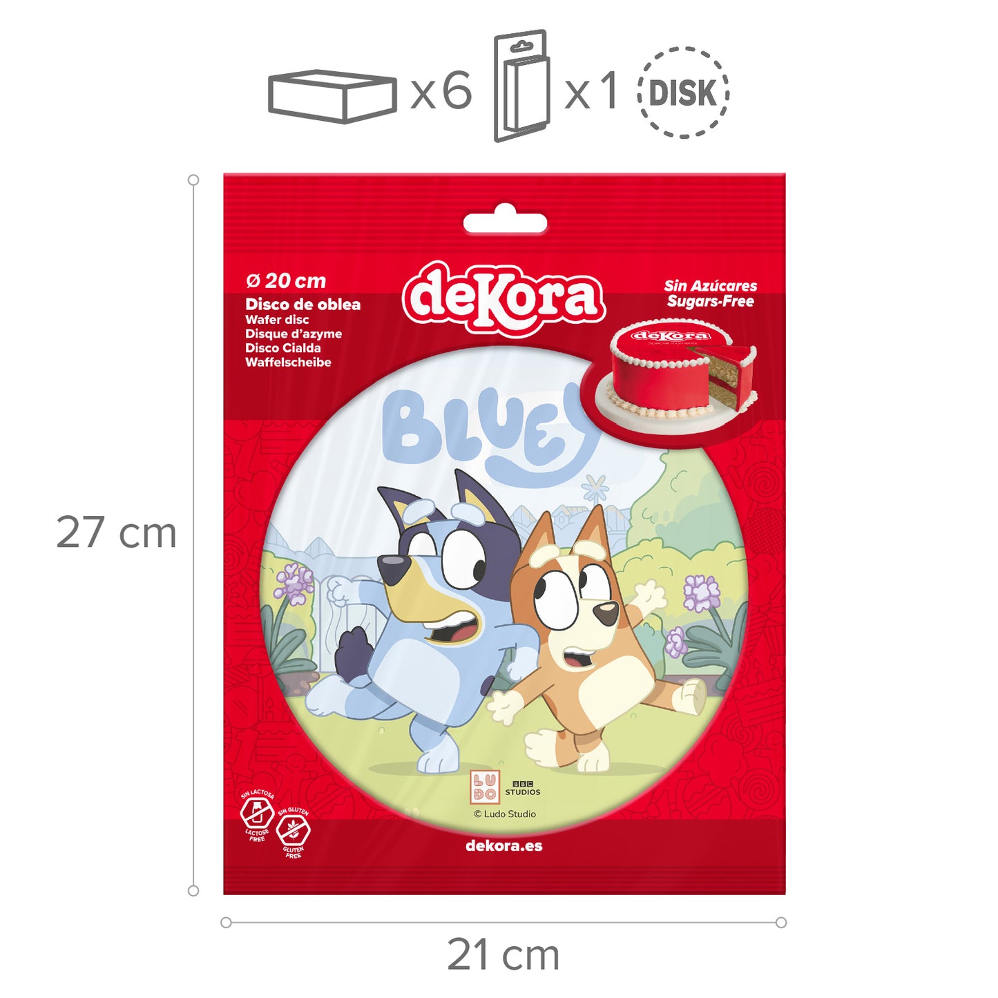 OBLEA PARA TARTAS DE BLUEY REDONDA DE 20CM