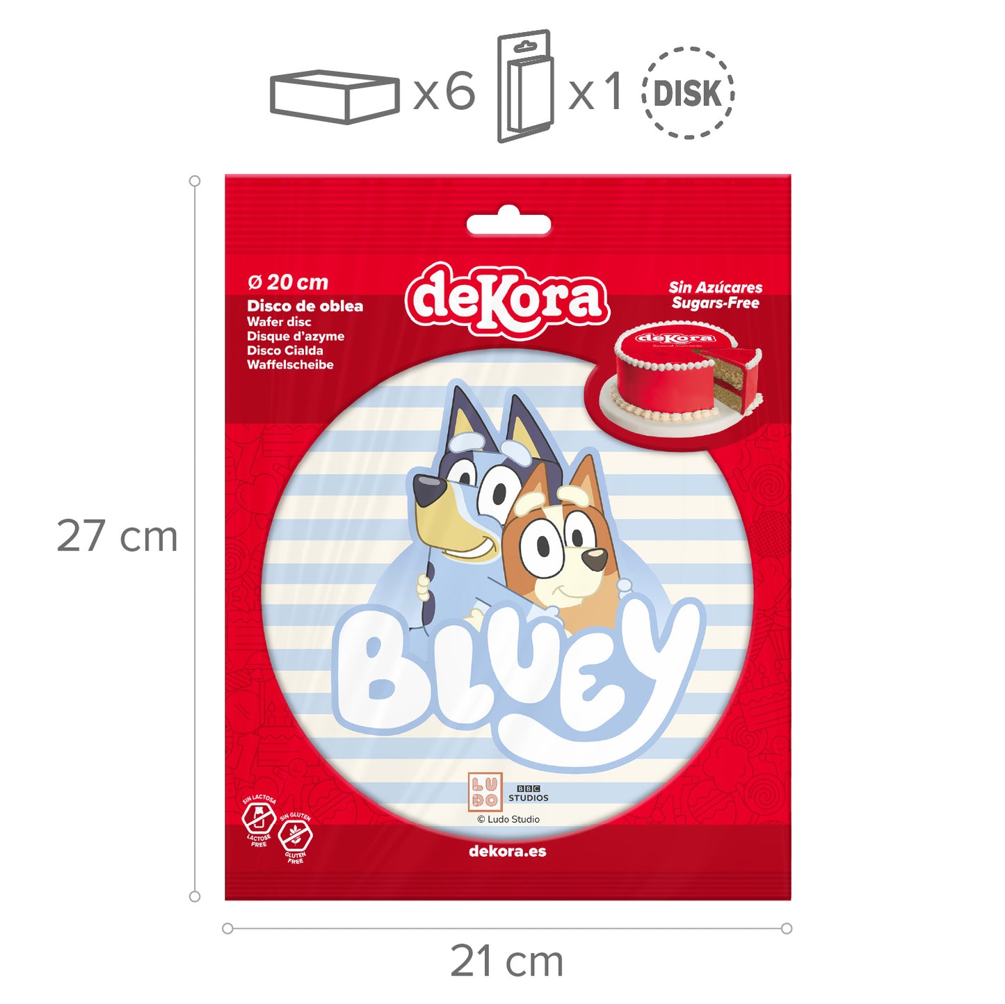 OBLEA PARA TARTAS DE BLUEY REDONDA DE 20CM