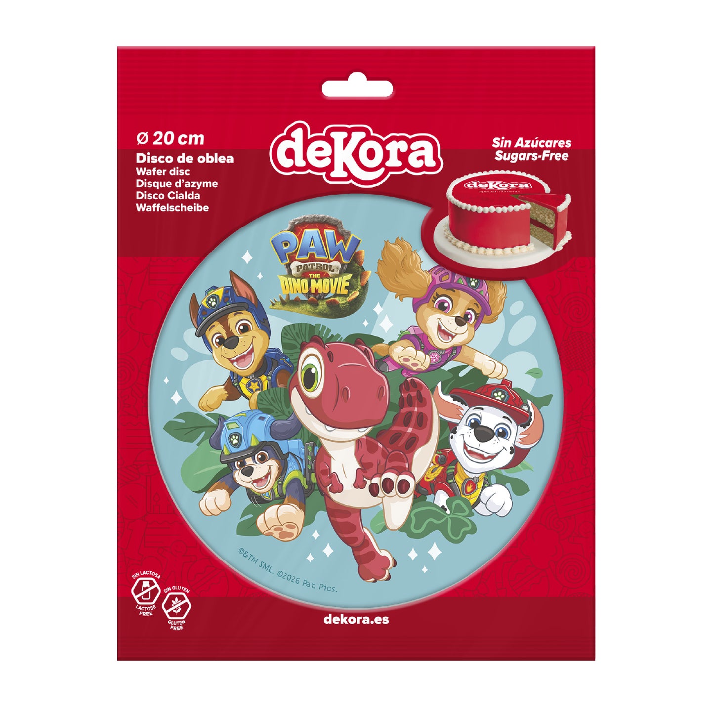 OBLEA PARA TARTAS DE PATRULLA CANINA REDONDA DE 20CM
