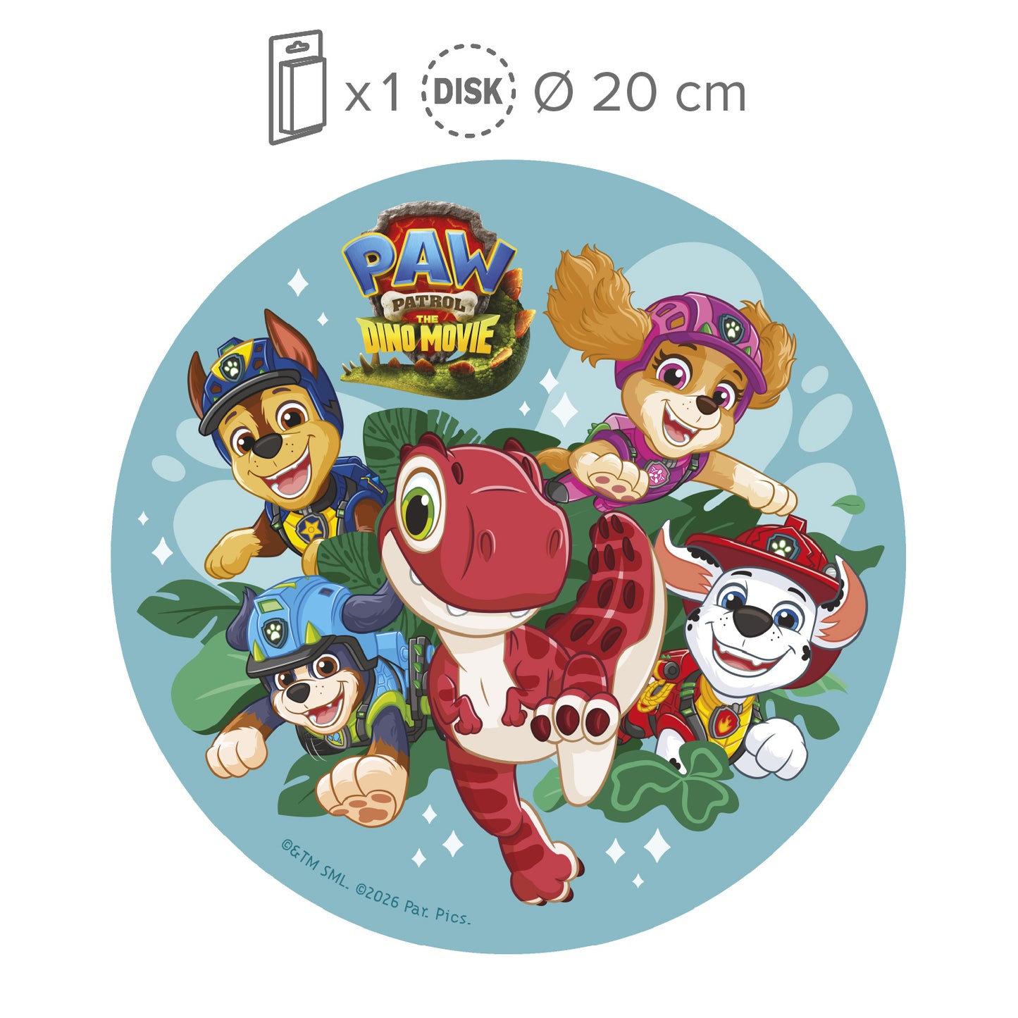 OBLEA PARA TARTAS DE PATRULLA CANINA REDONDA DE 20CM