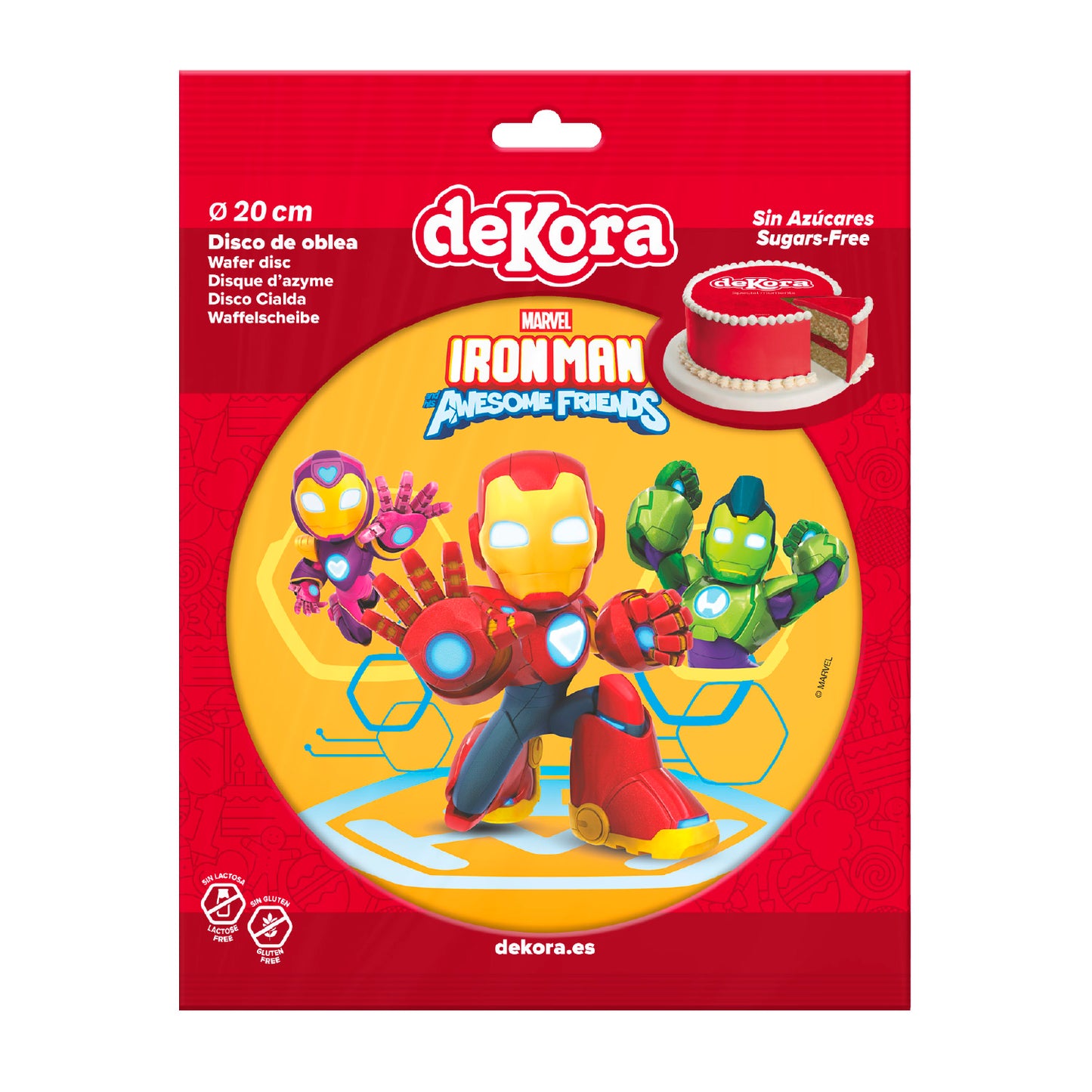 OBLEA PARA TARTAS DE IRON MAN REDONDA DE 20CM