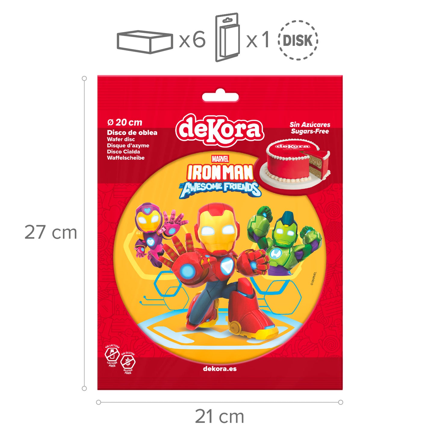 OBLEA PARA TARTAS DE IRON MAN REDONDA DE 20CM