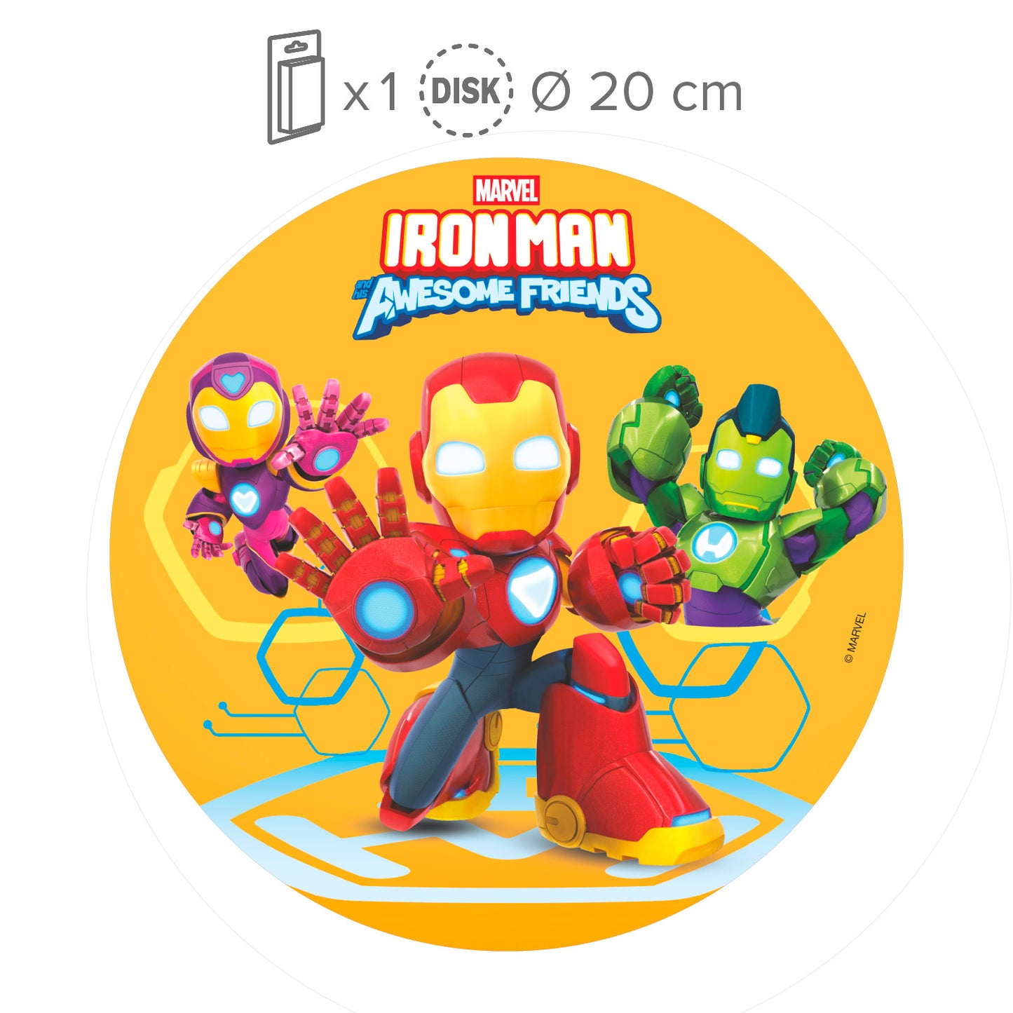 OBLEA PARA TARTAS DE IRON MAN REDONDA DE 20CM