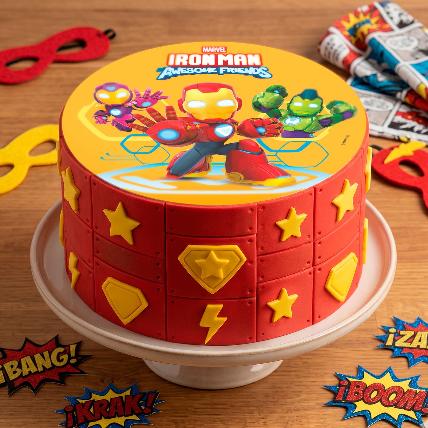 OBLEA PARA TARTAS DE IRON MAN REDONDA DE 20CM