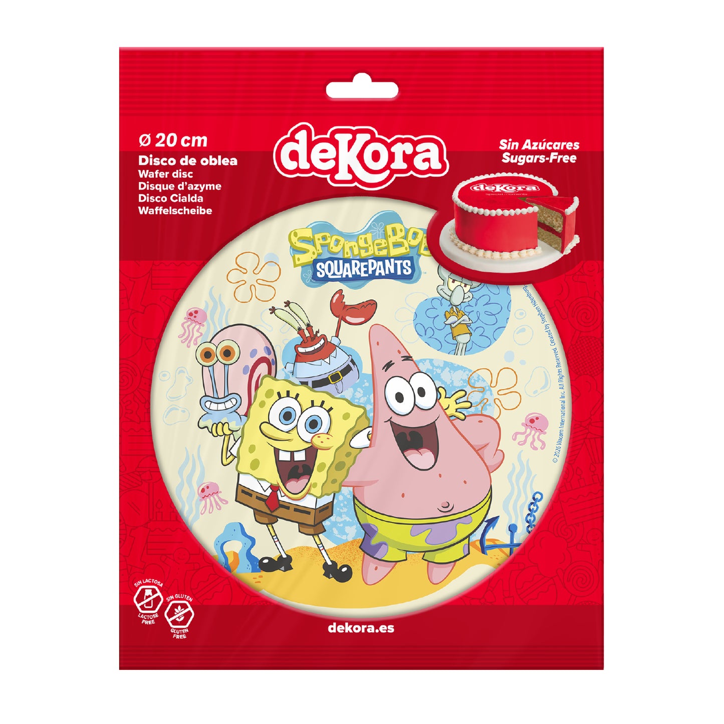OBLEA PARA TARTAS DE BOB ESPONJA DE 20CM