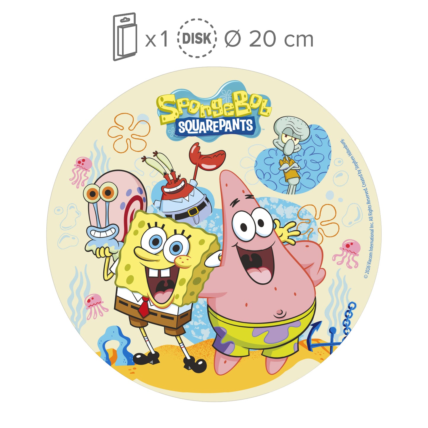 OBLEA PARA TARTAS DE BOB ESPONJA DE 20CM