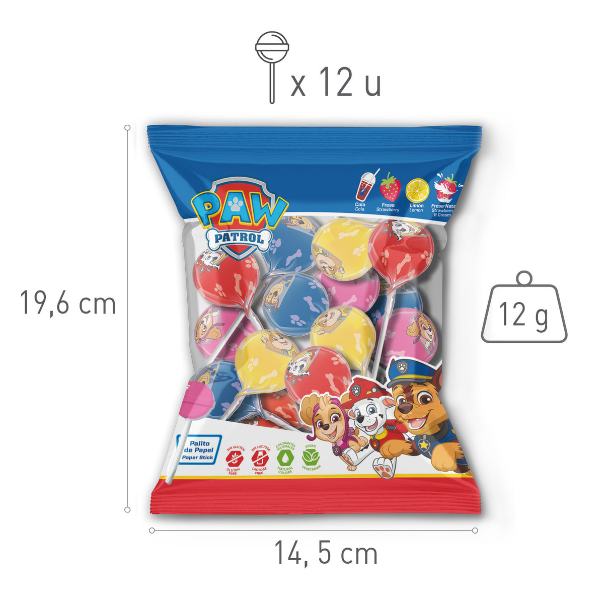 CARAMELO CON PALO DE PATRULLA CANINA 12 GR