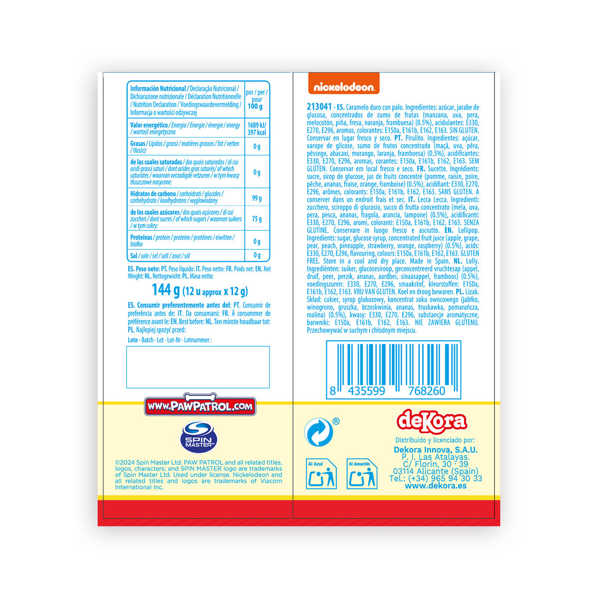 CARAMELO CON PALO DE PATRULLA CANINA 12 GR