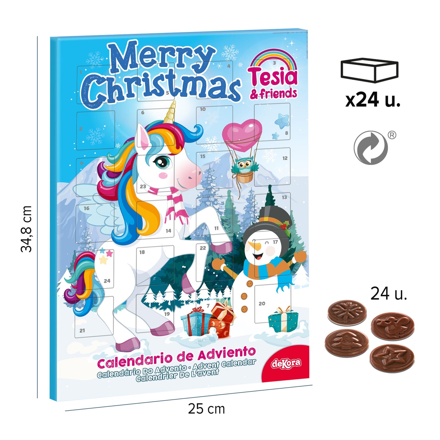 CALENDARIO ADVIENTO NAVIDAD UNICORNIO TESIA | 24 Chocolates