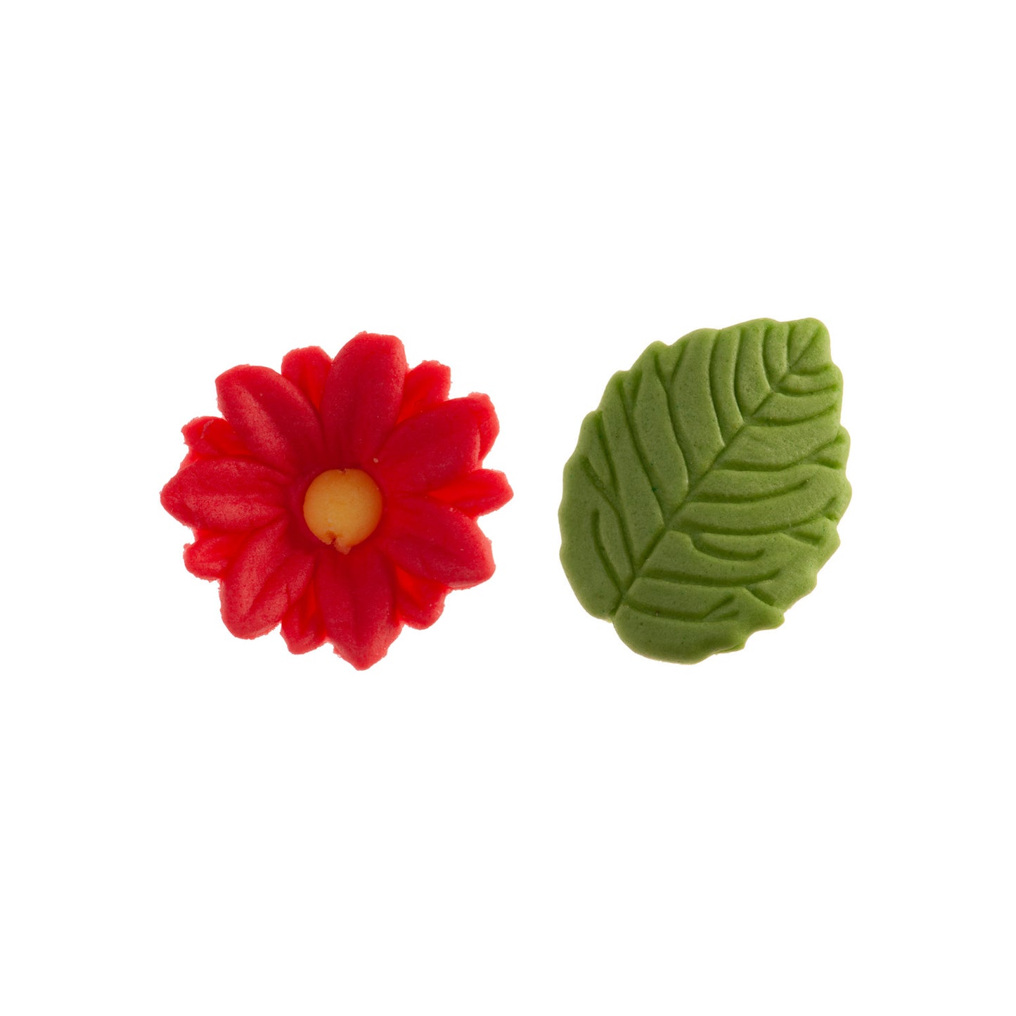 FLORES DE OBLEA COMESTIBLE 7 MARGARITAS ROJAS + 5 HOJAS VERDES