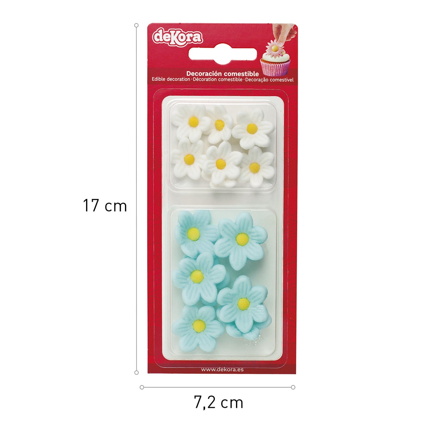 FLORES DE OBLEA COMESTIBLE MARGARITAS 7 BLANCAS + 7 AZULES