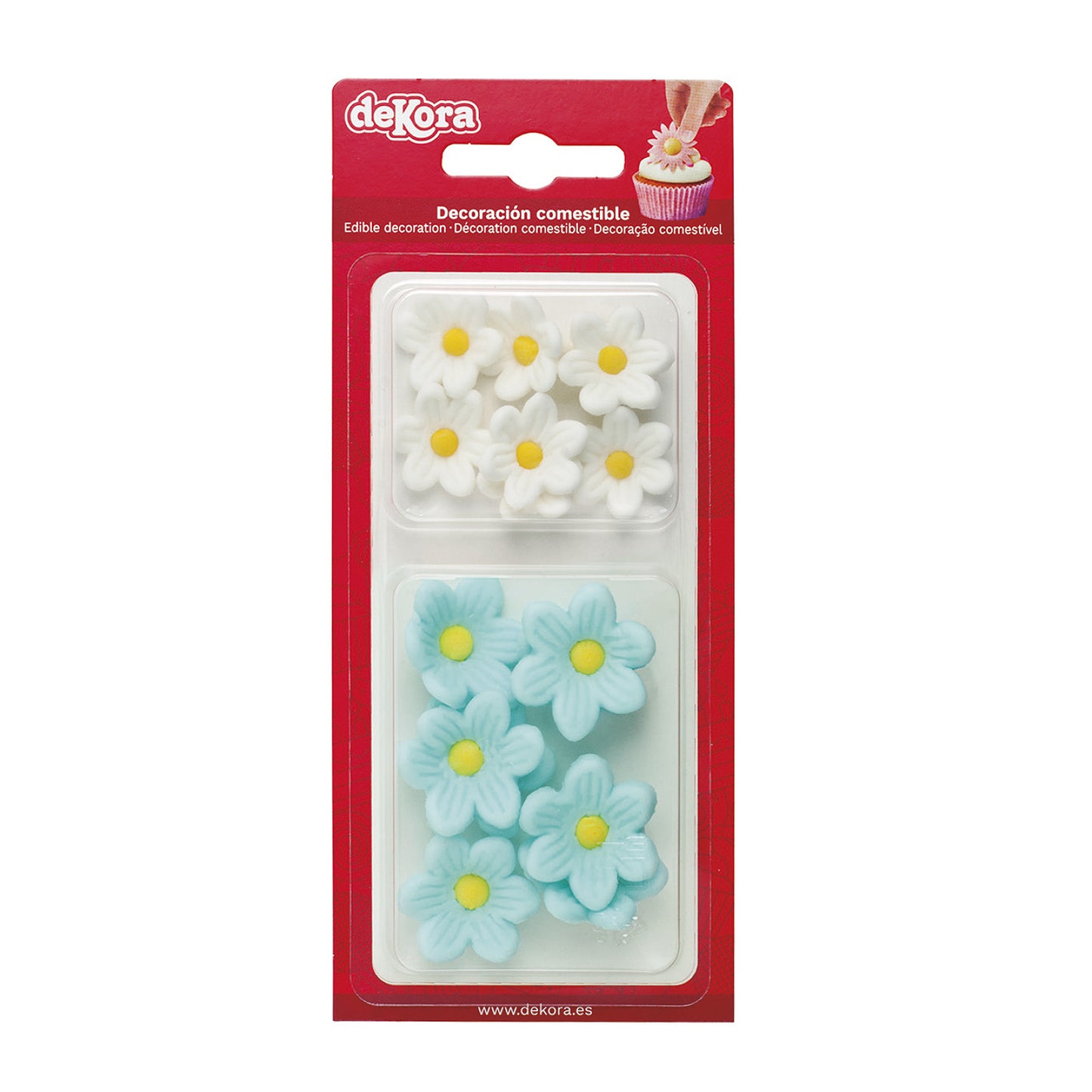FLORES DE OBLEA COMESTIBLE MARGARITAS 7 BLANCAS + 7 AZULES