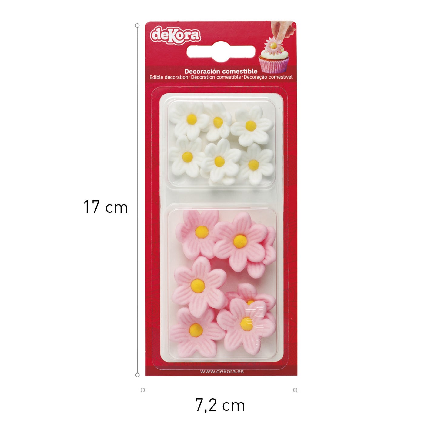 FLORES DE OBLEA COMESTIBLE MARGARITAS 7 BLANCAS + 7 ROSAS