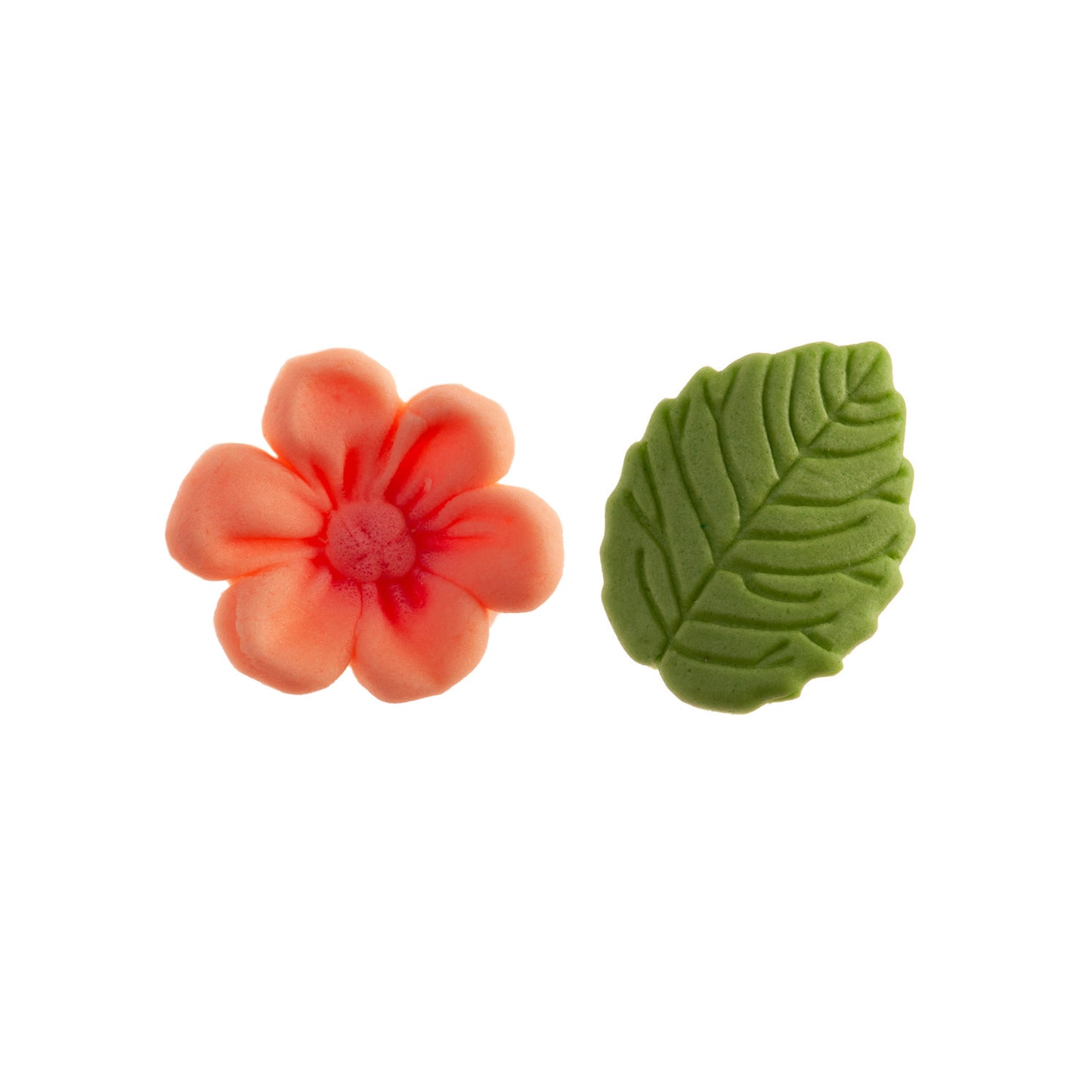 FLORES DE OBLEA COMESTIBLE 8 FLORES ROSAS + 5 HOJAS VERDES