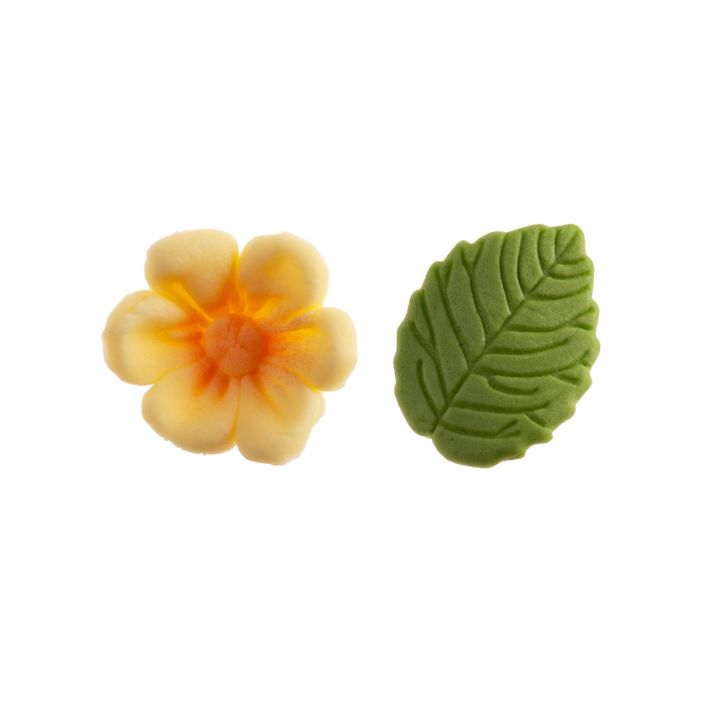 FLORES DE OBLEA COMESTIBLE 8 FLORES AMARILLAS + 5 HOJAS VERDES