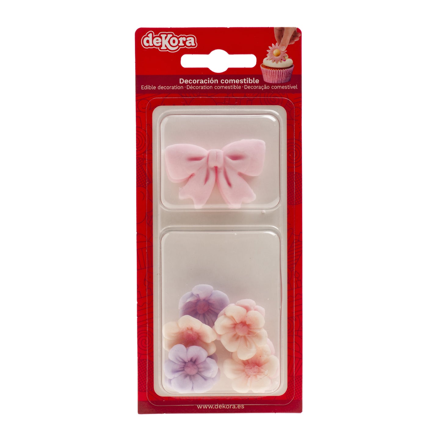 LAZO ROSA CON FLORES COMESTIBLES