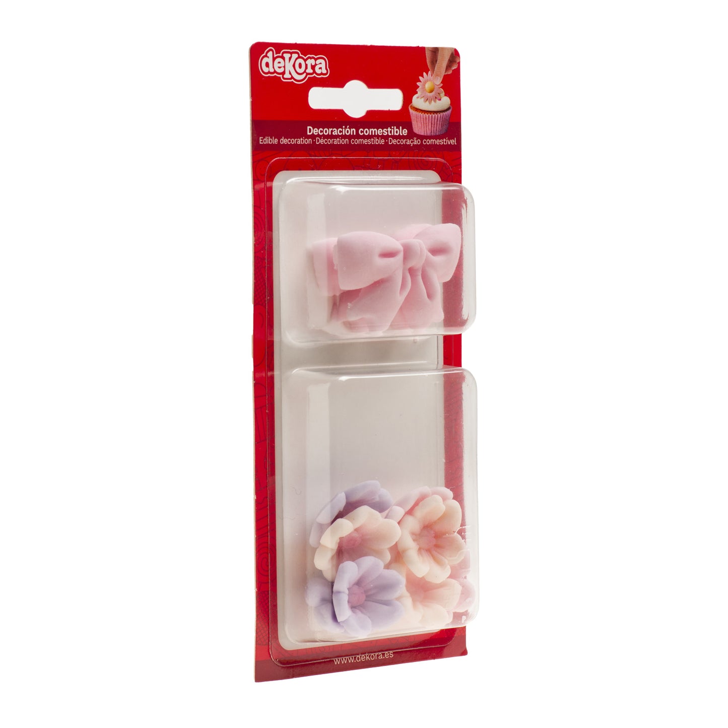 LAZO ROSA CON FLORES COMESTIBLES
